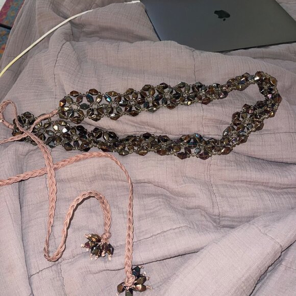 Womens Iridescent Multicolor Glass Beaded Decorative Bohemian Belt One Size - Picture 10 of 15